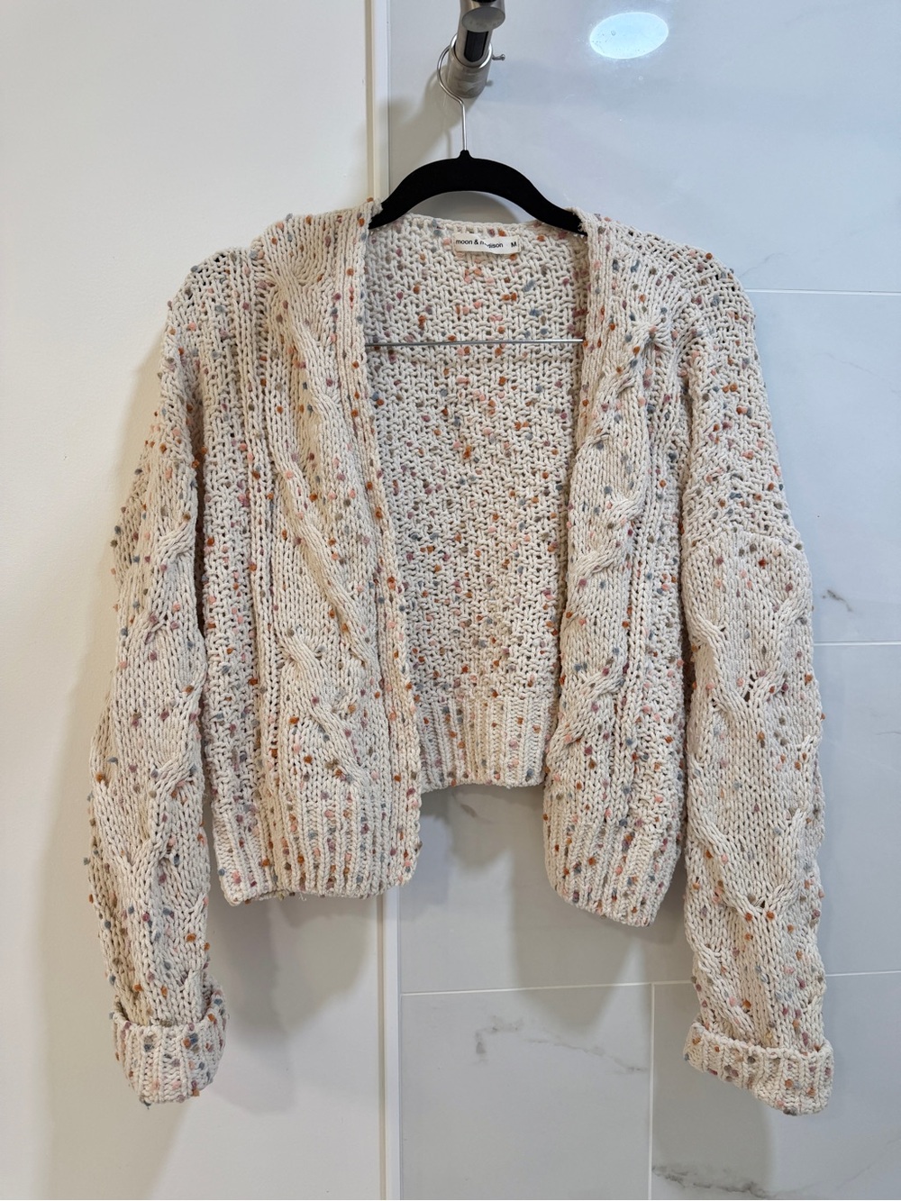 Moon & Madison Confetti Cream Knit Cardigan